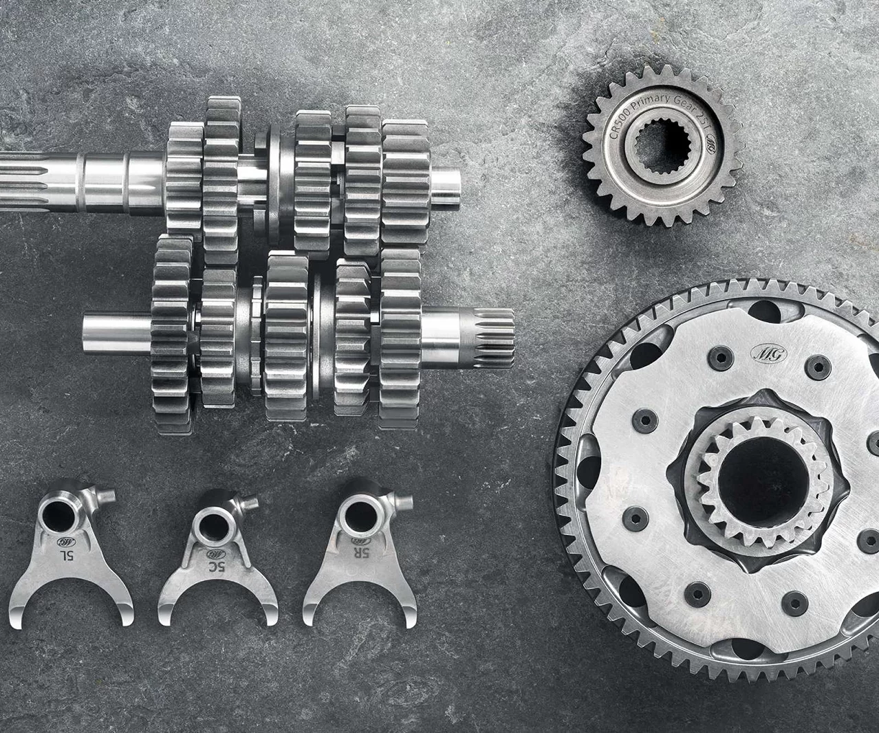 CR500 complete transmission and forks and clutch and primary drive gear